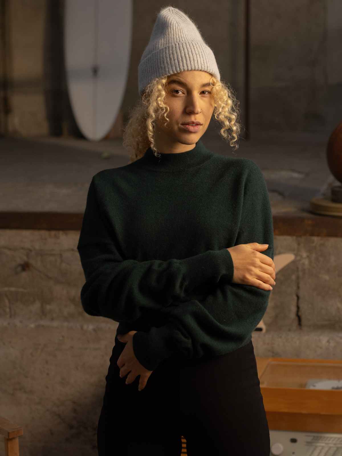 Visitor Clothing Women's Cashmere Sweater Bottle Green