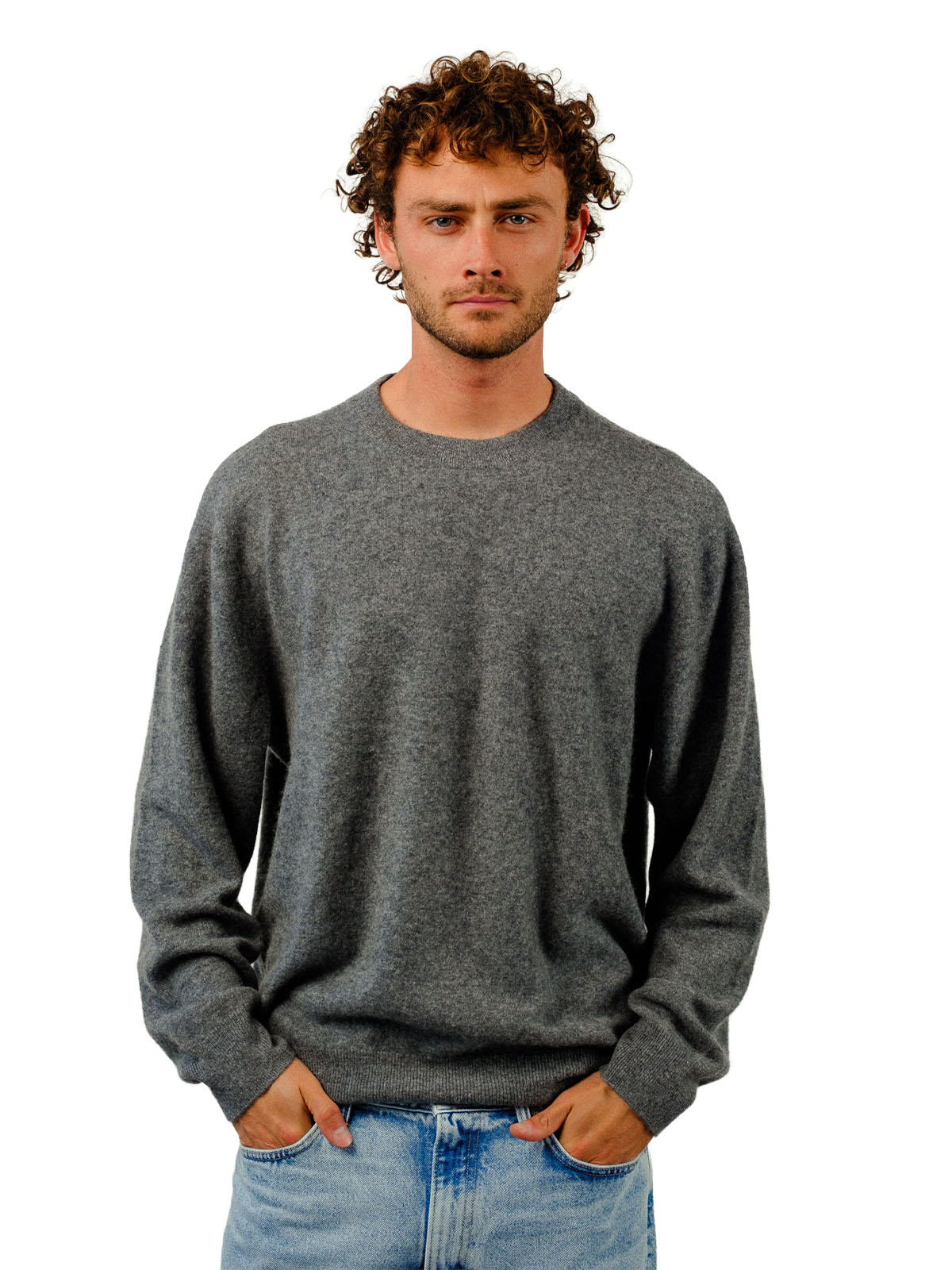 Visitor Clothing Men's Asterion Brushed Cashmere Sweater Pewter