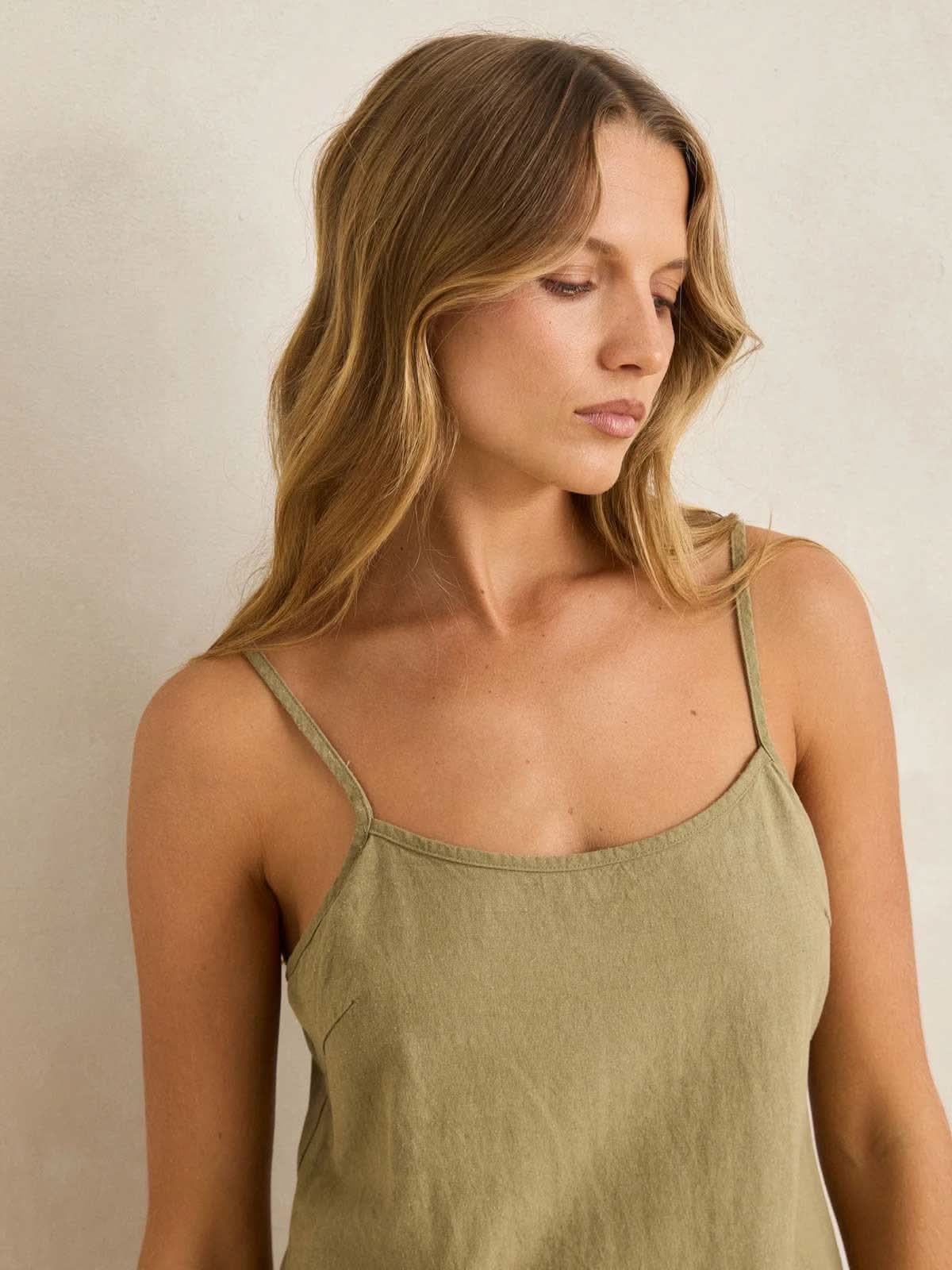 Rhythm Women's Classic Slip Dress Olive