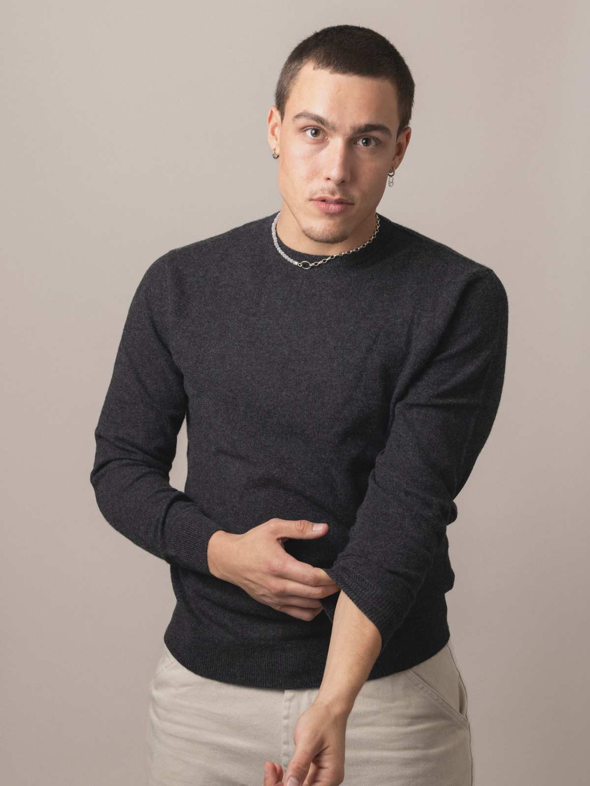Visitor Clothing Men's Cashmere Sweater Charcoal