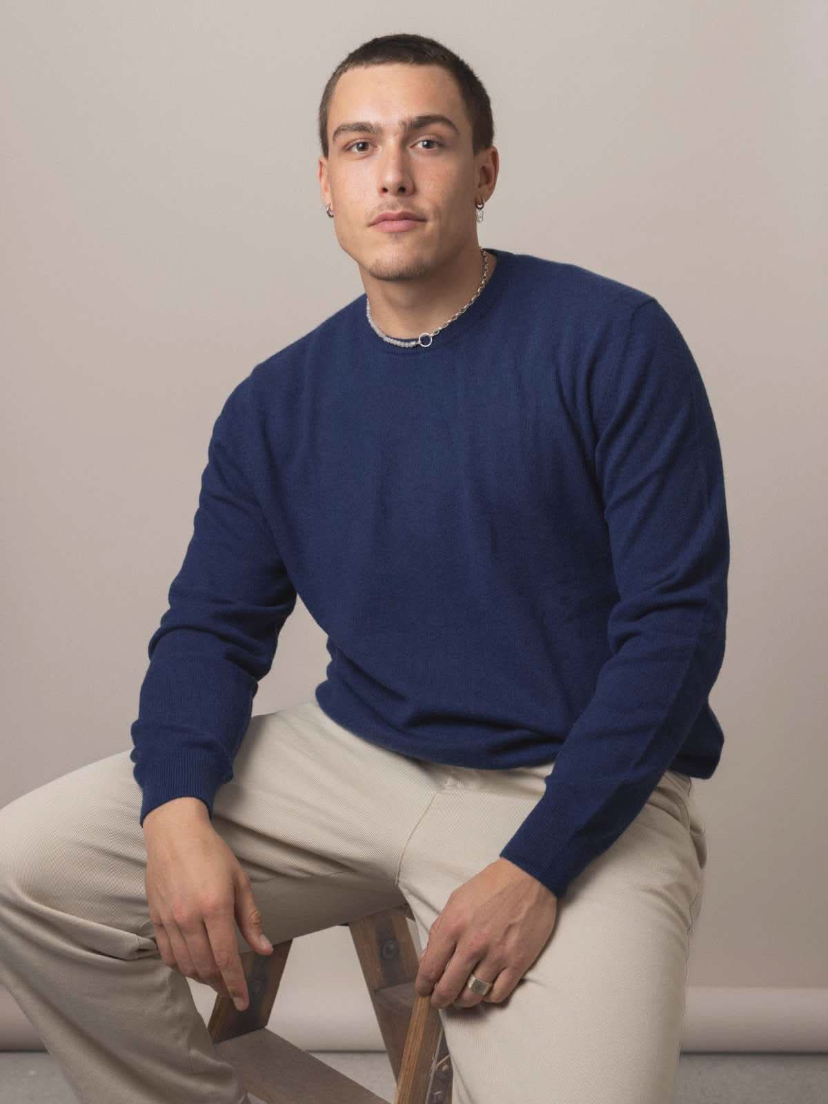 Visitor Clothing Men's Cashmere Sweater Midnight Blue