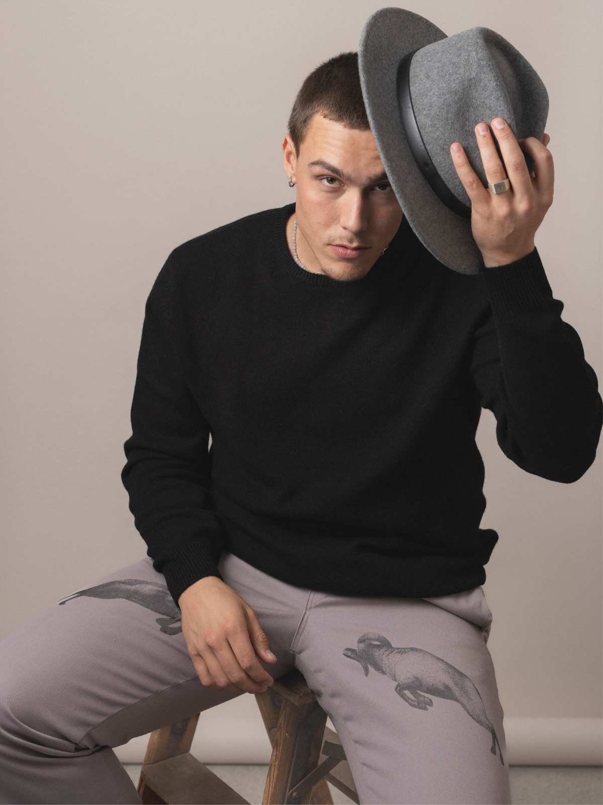 Visitor Clothing Men's Merino Cashmere Sweater Black