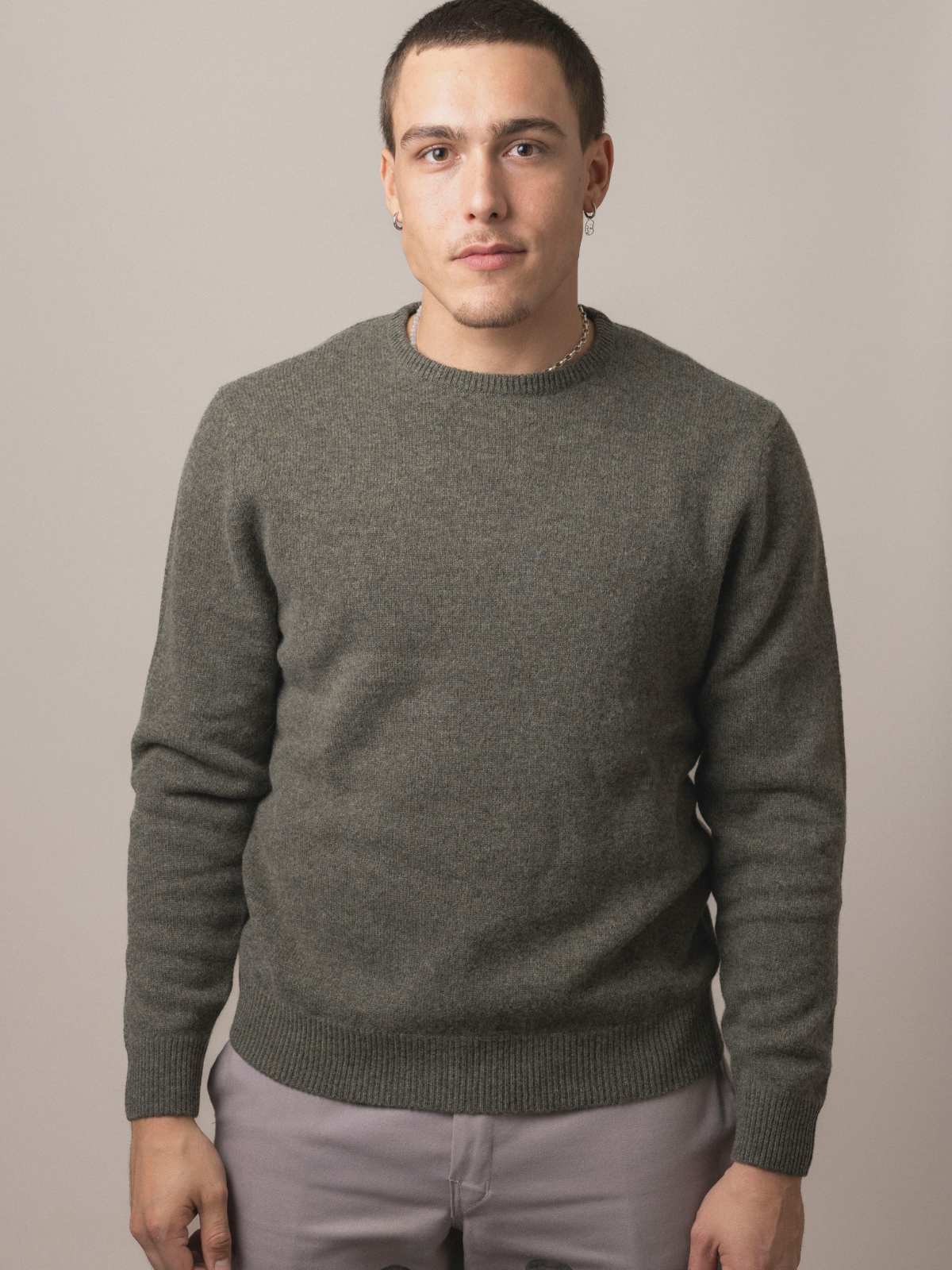 Visitor Clothing Men's Merino Cashmere Sweater Seaweed