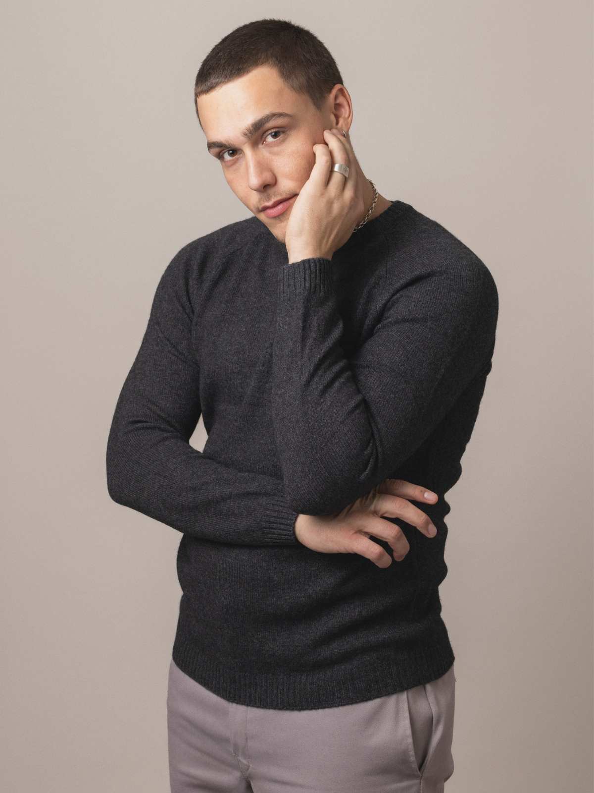 Visitor Clothing Men's Wool Yak Cashmere Sweater Charcoal