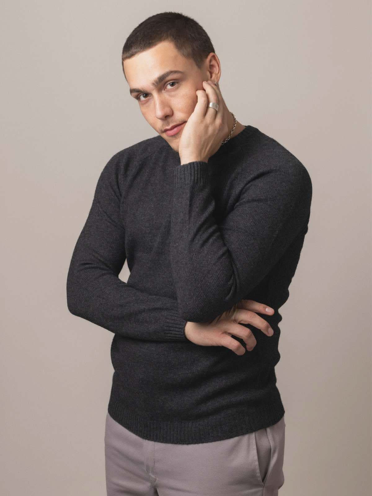 Visitor Clothing Men's Wool Yak Cashmere Sweater Charcoal