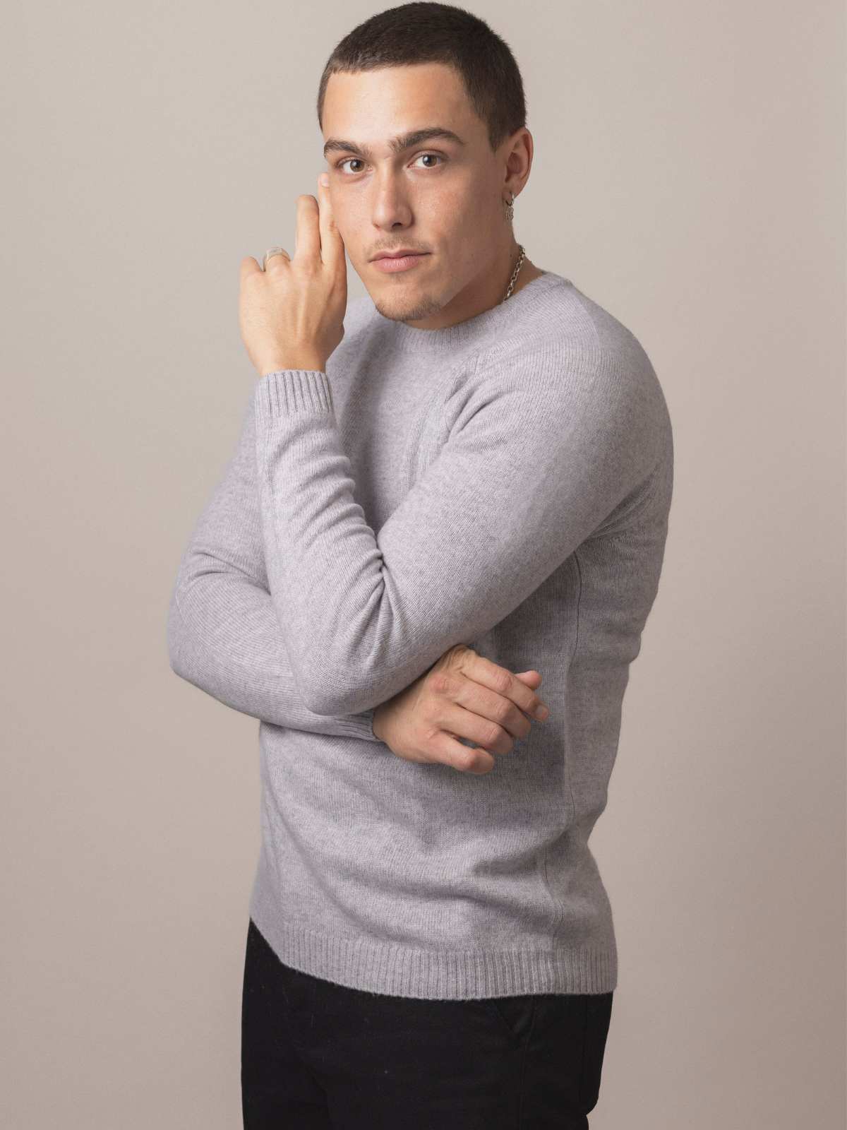 Visitor Clothing Men's Wool Yak Cashmere Sweater Foggy