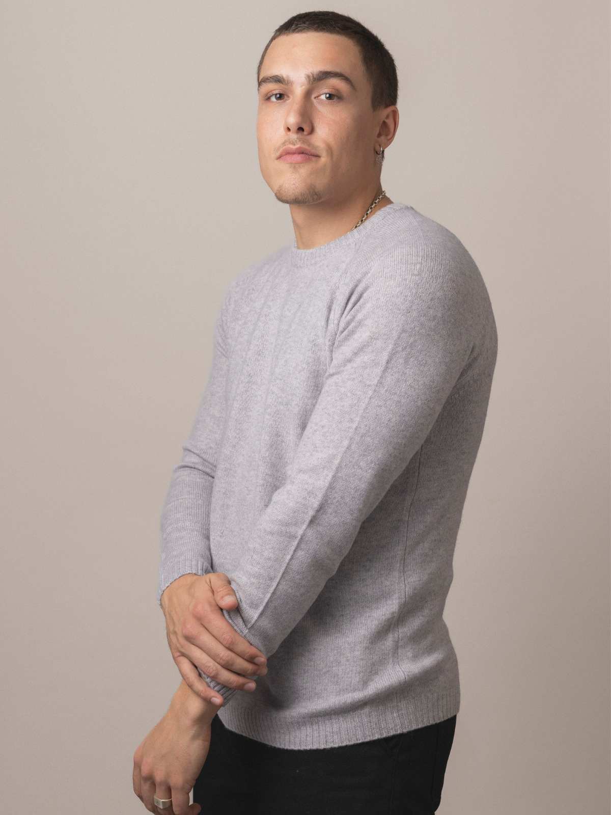 Visitor Clothing Men's Wool Yak Cashmere Sweater Foggy