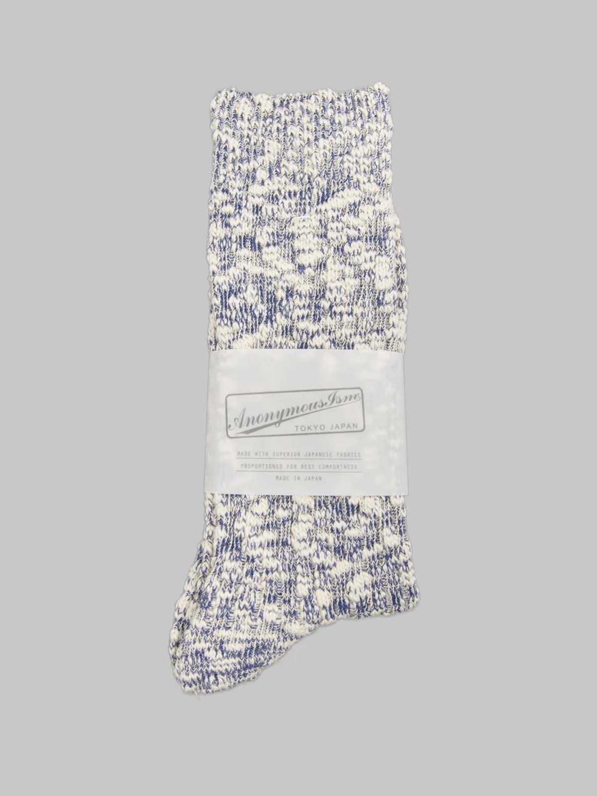 Anonymousism Light Weight Slub Crew Socks Navy (42-46)