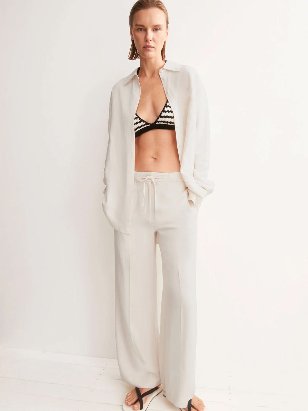 Armedangels Linen Blend Straight Leg Pant Oatmilk