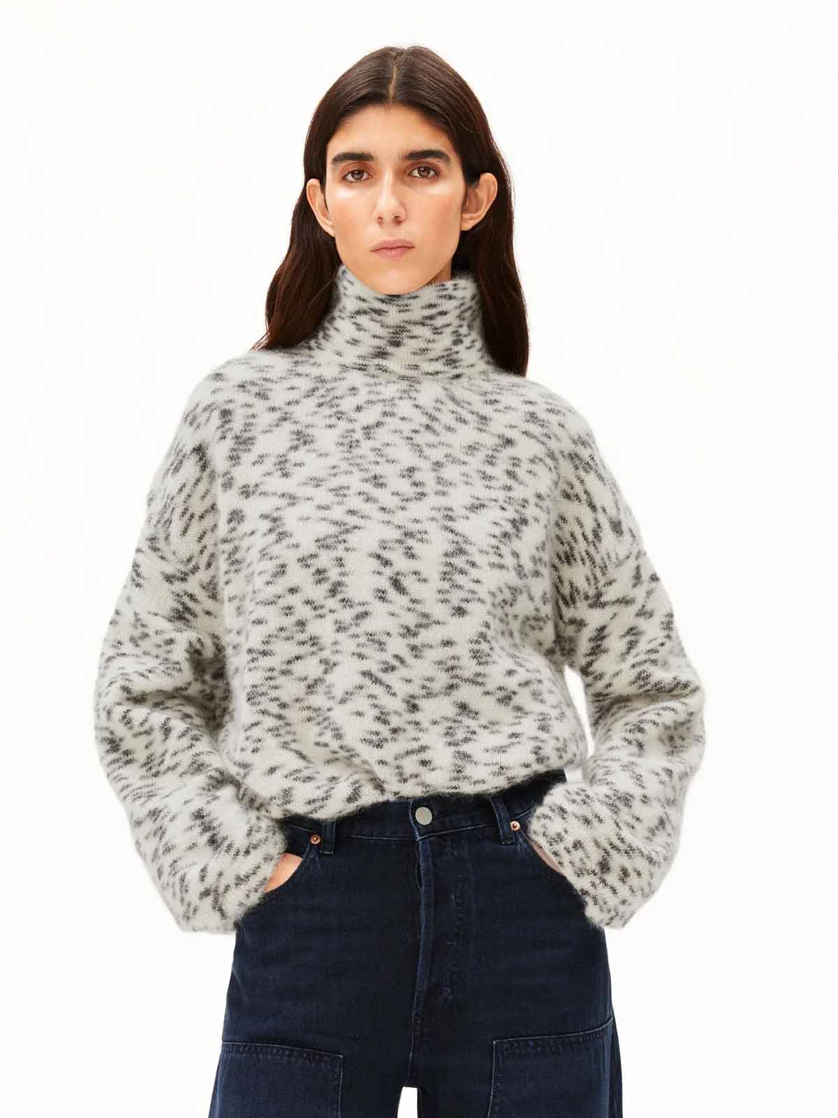 Armedangels Mohair Blend Dots Knit Sweater Oatmilk-Black
