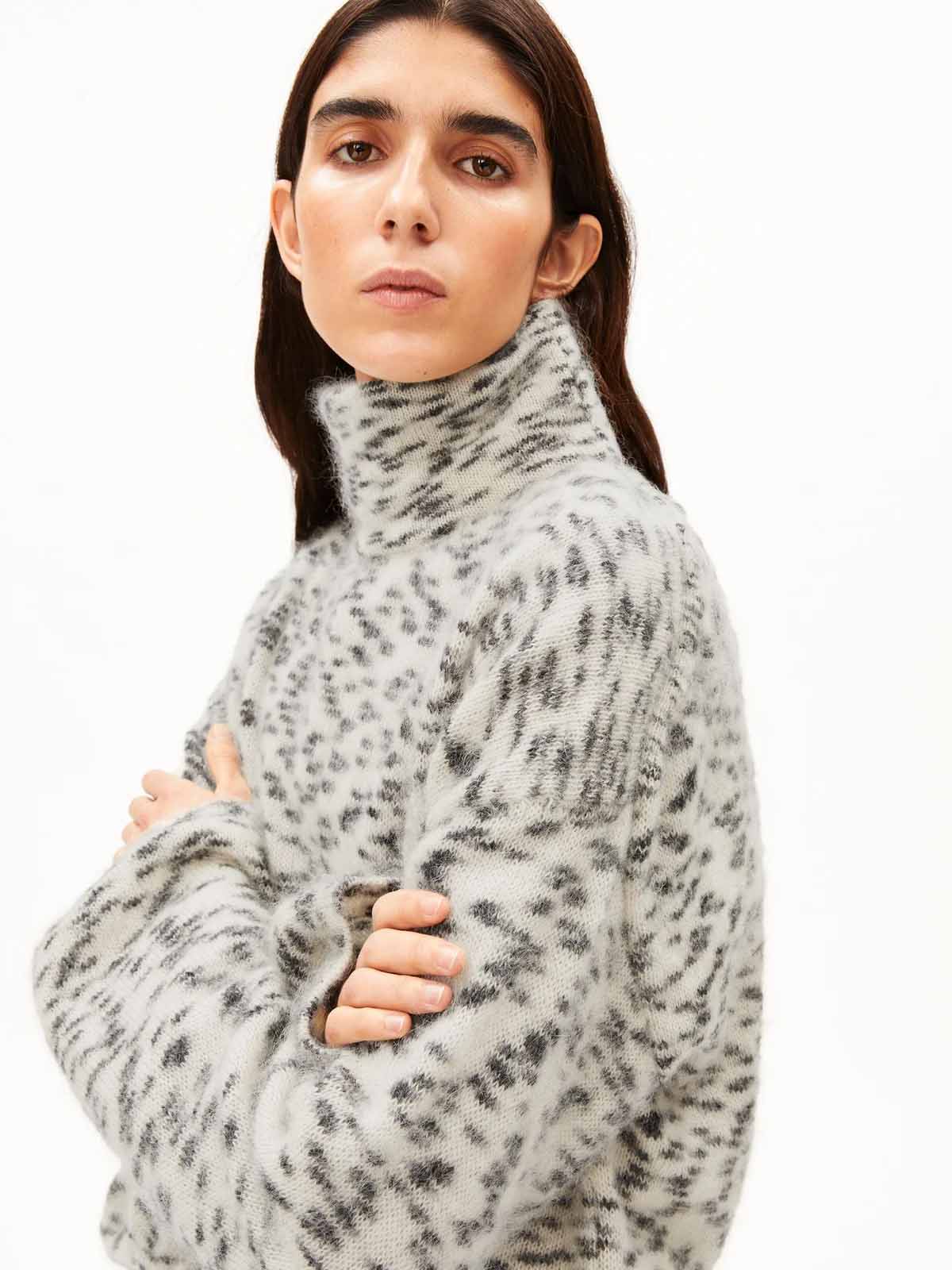 Armedangels Mohair Blend Dots Knit Sweater Oatmilk-Black