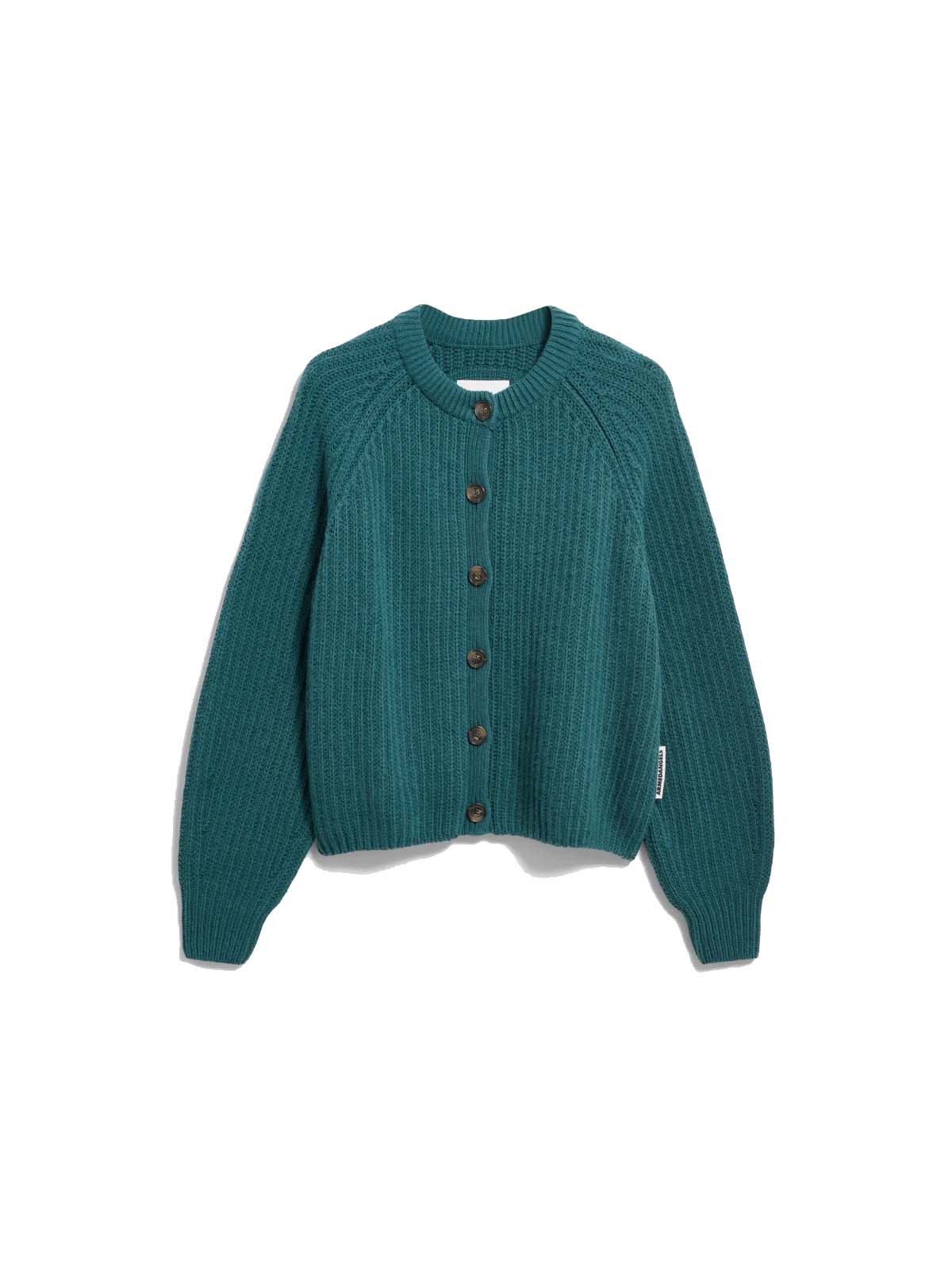 Armedangels Rib Knit Cardigan Petrol Velvet