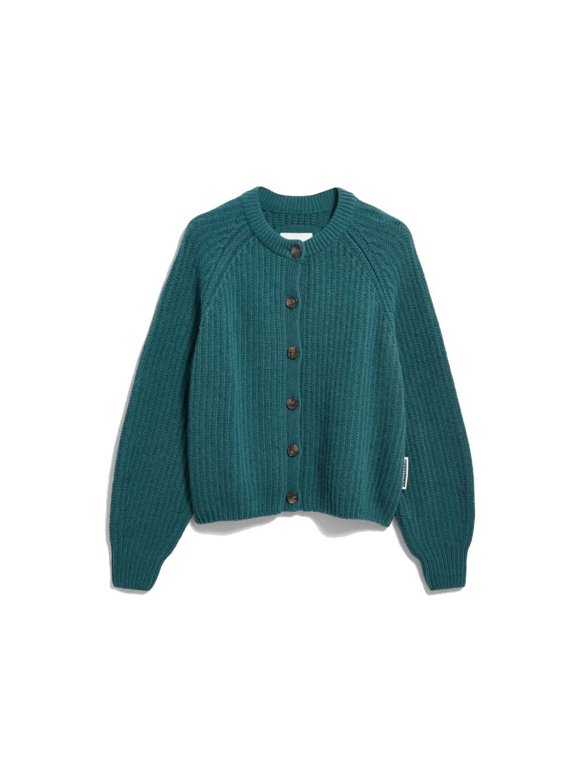 Armedangels Rib Knit Cardigan Petrol Velvet