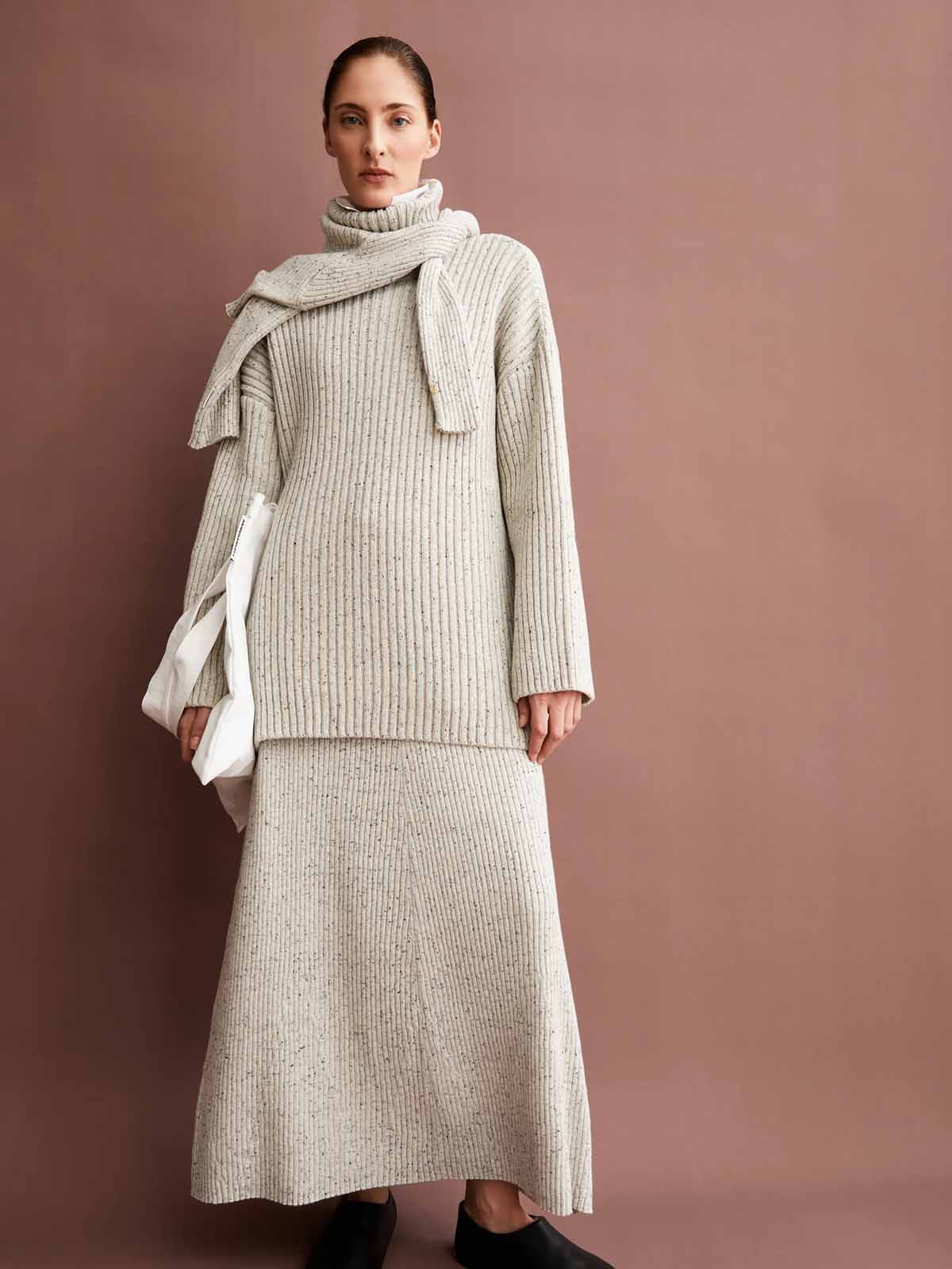 Armedangels Sabiraa Tweed Pullover Oatmilk Black