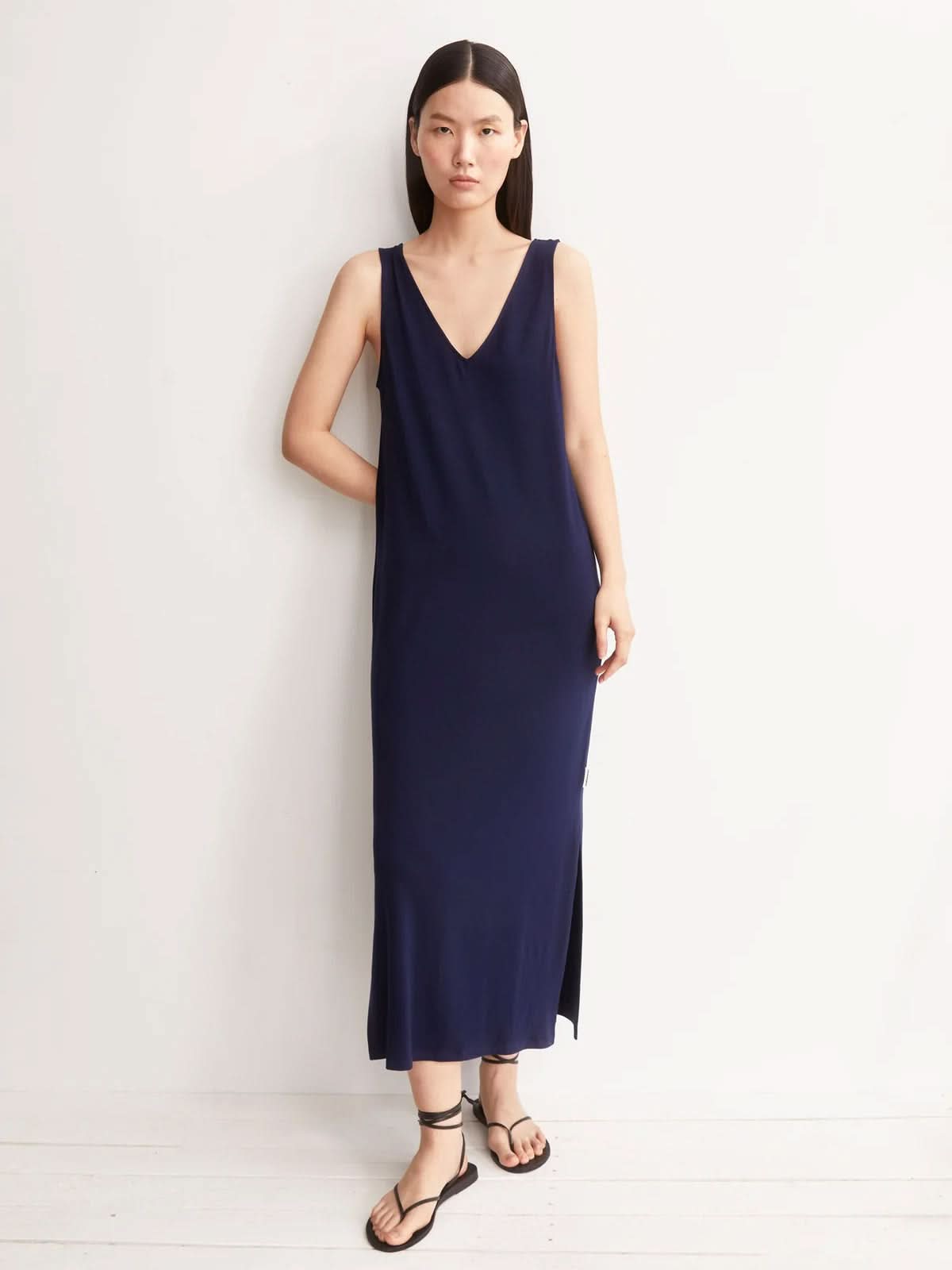 Armedangels Sleeveless Jersey Midi Dress Tinted Navy