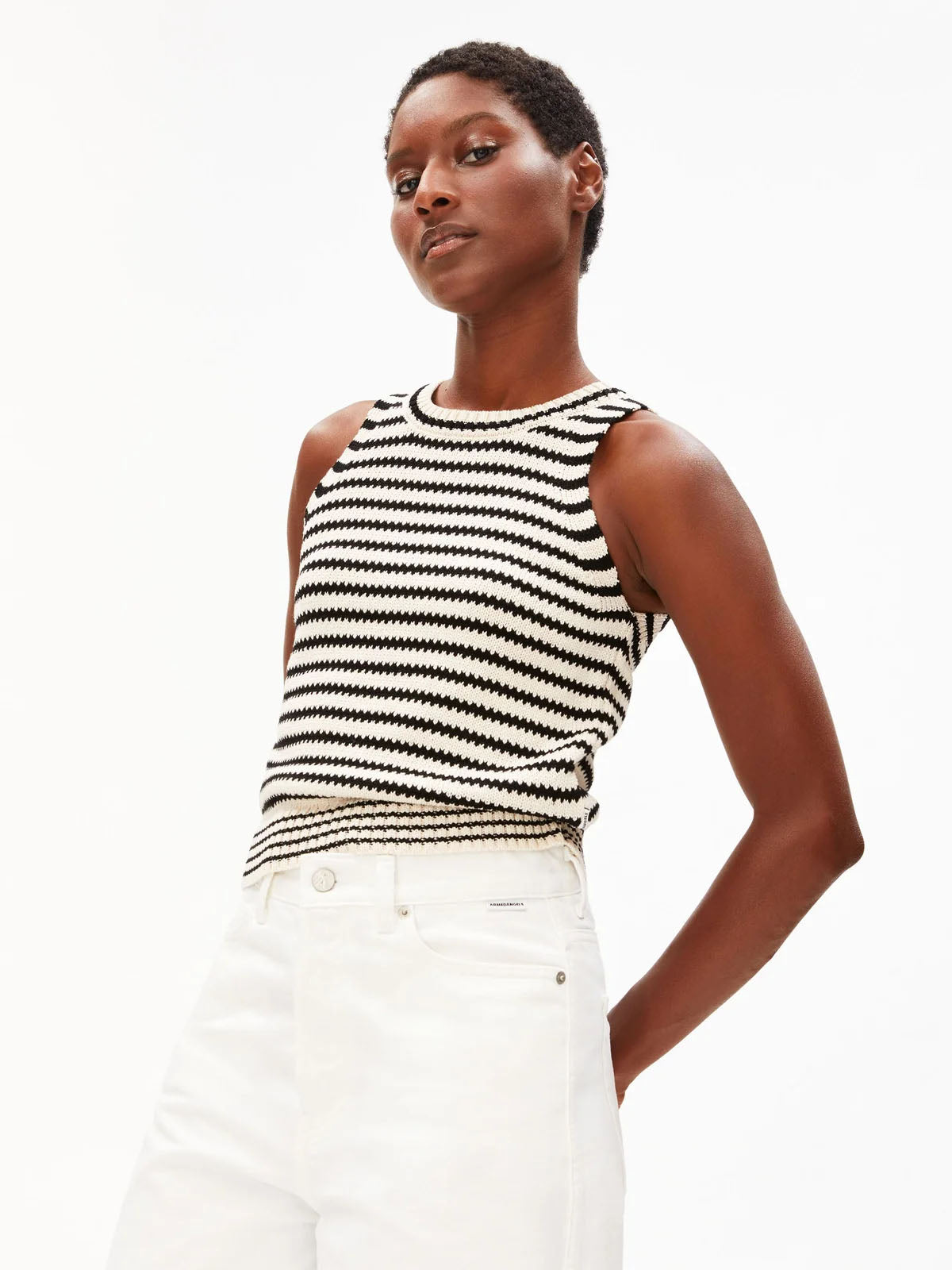 Armedangels Stripe Knit Top Undyed Black