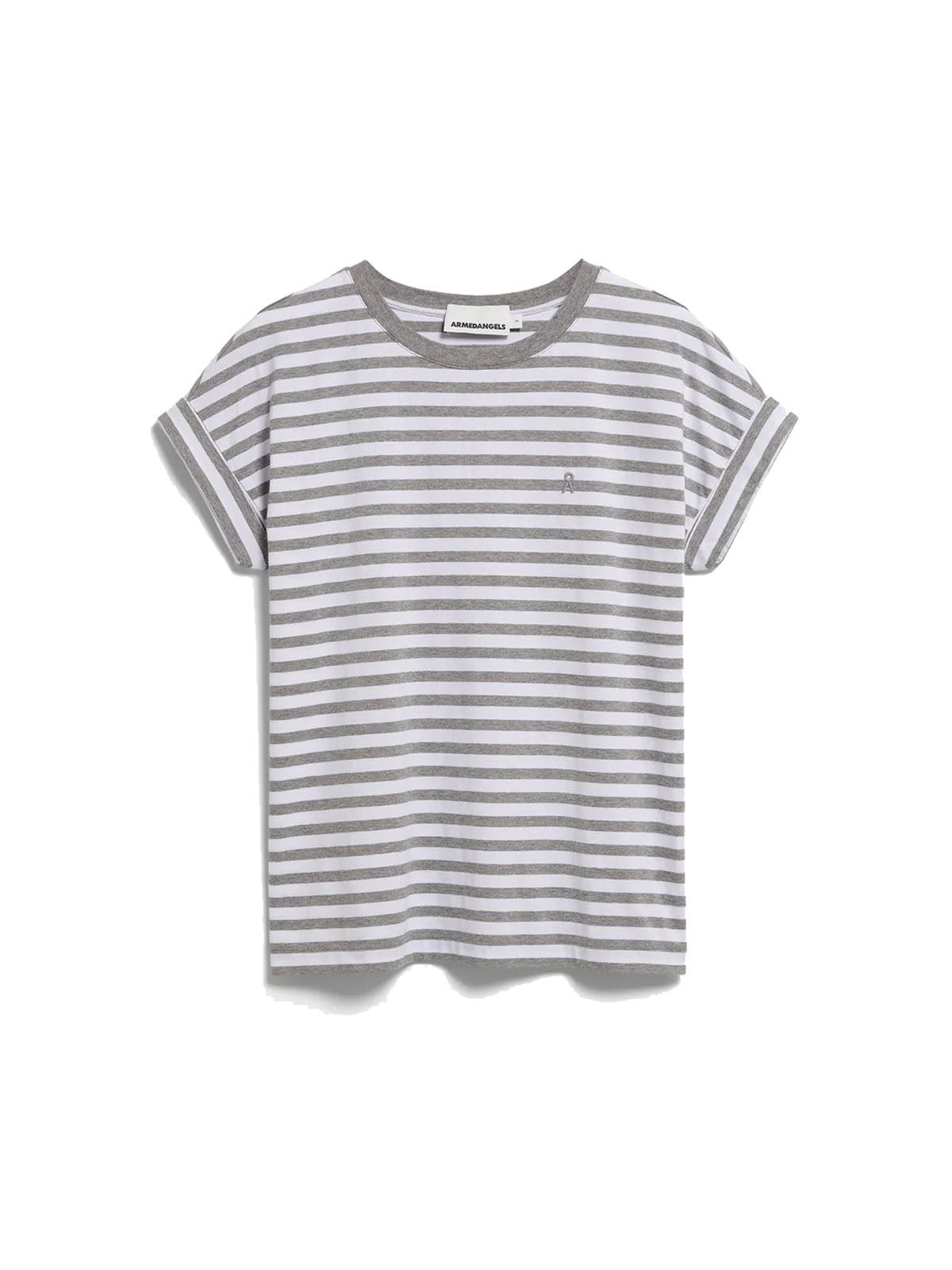 Armedangels T-Shirt Idaara Stripes White-Silver Melange