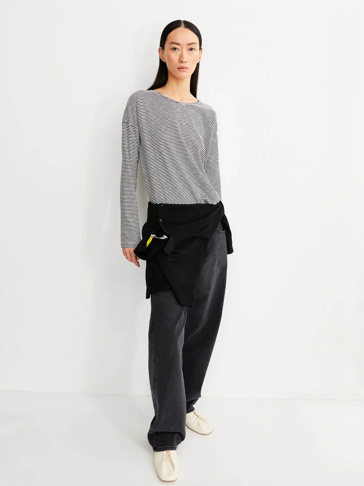 Armedangels Xianaa Stripes Longsleeve Black Oatmilk