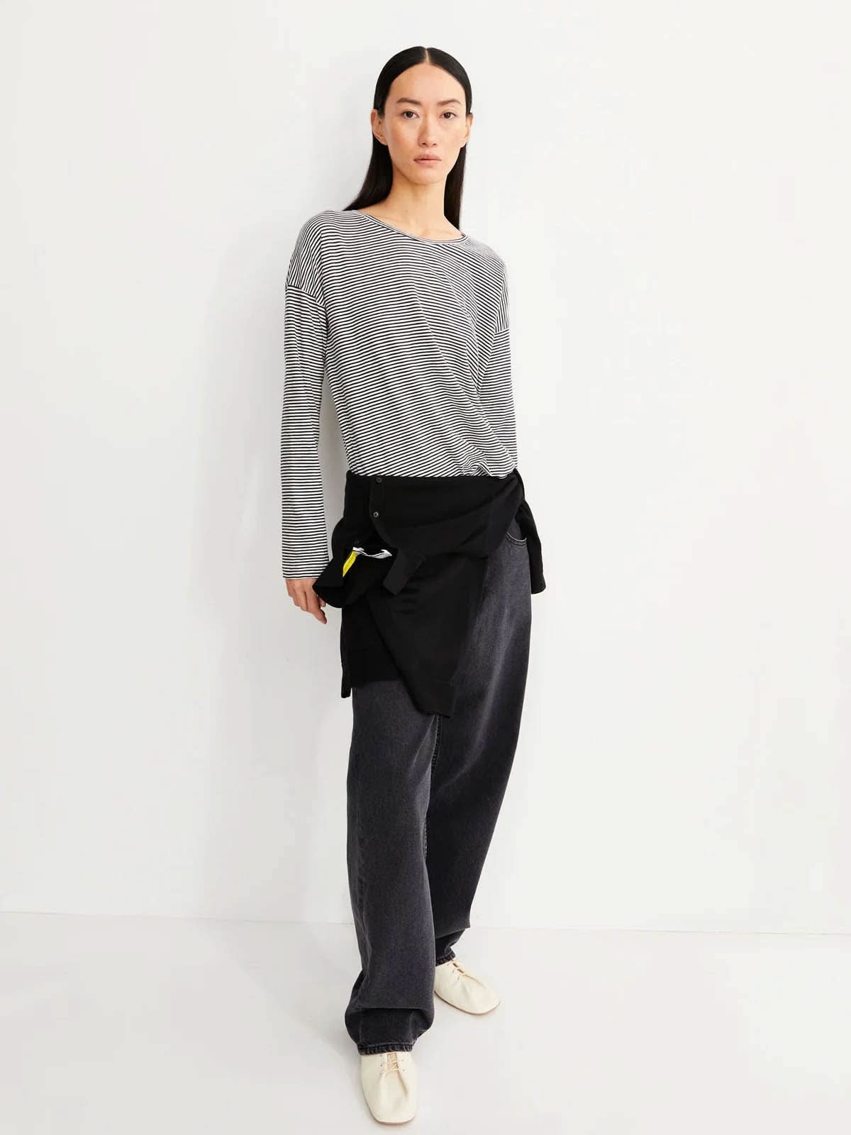Armedangels Xianaa Stripes Longsleeve Black Oatmilk