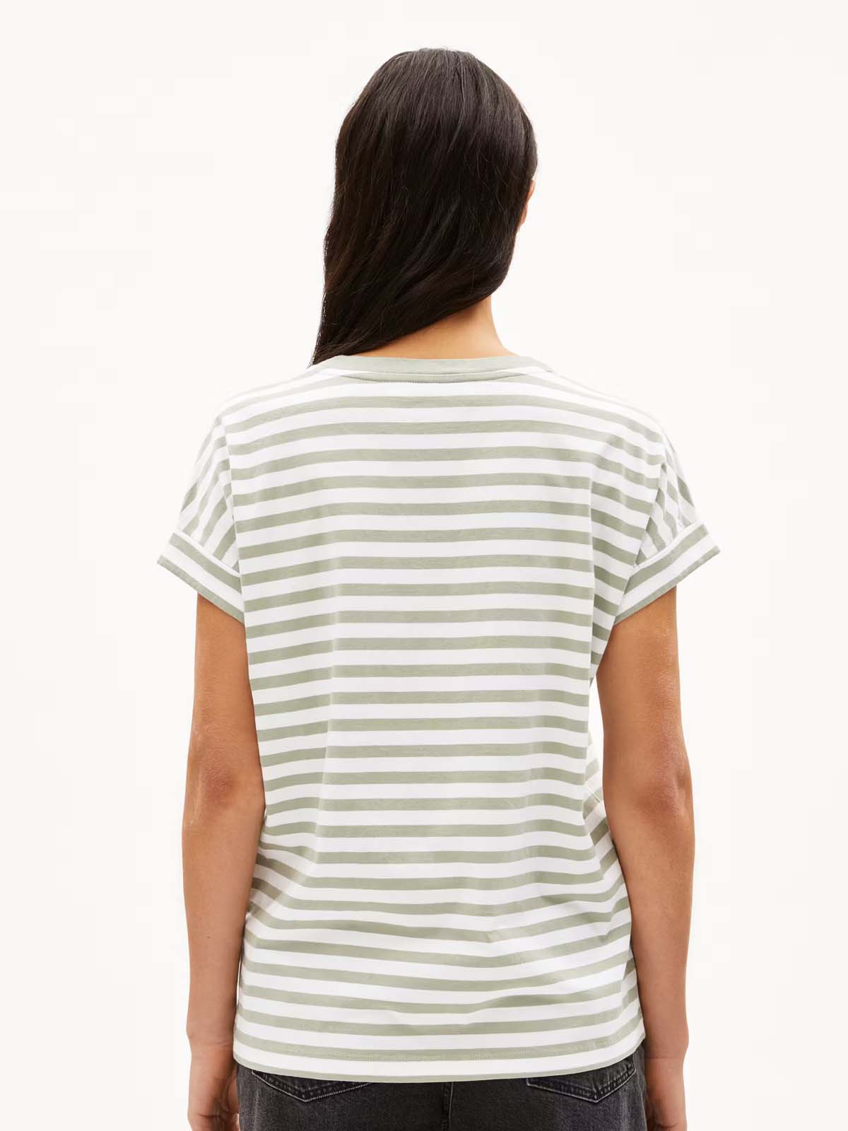 Armedangels T-Shirt Idaara Stripes White Seagreen