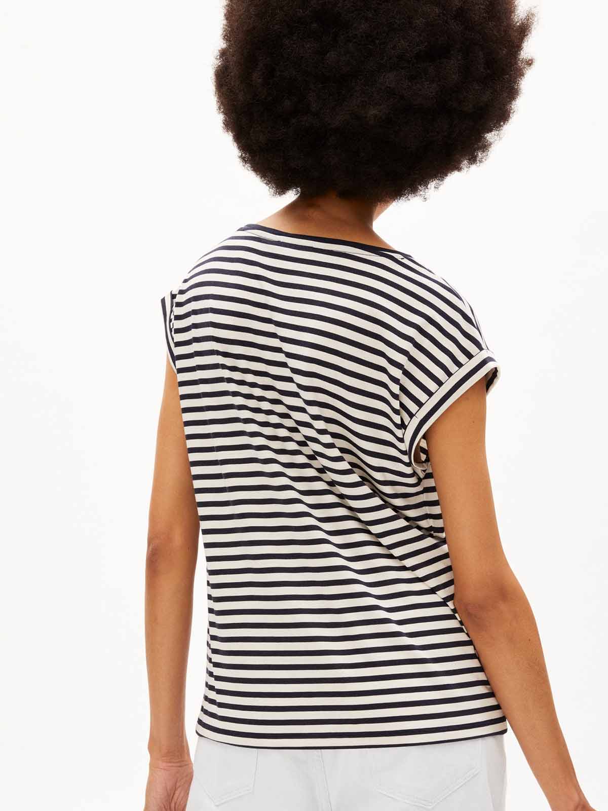 Armedangels T-Shirt Jilaana Stripes Night Sky Oatmilk