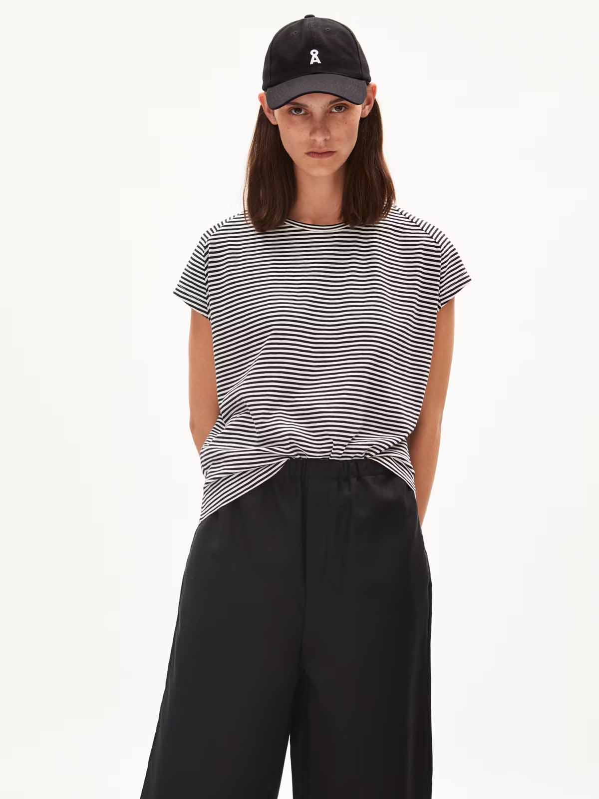 Armedangels T-Shirt Oneliaa Lovely Stripes Black-Oatmilk