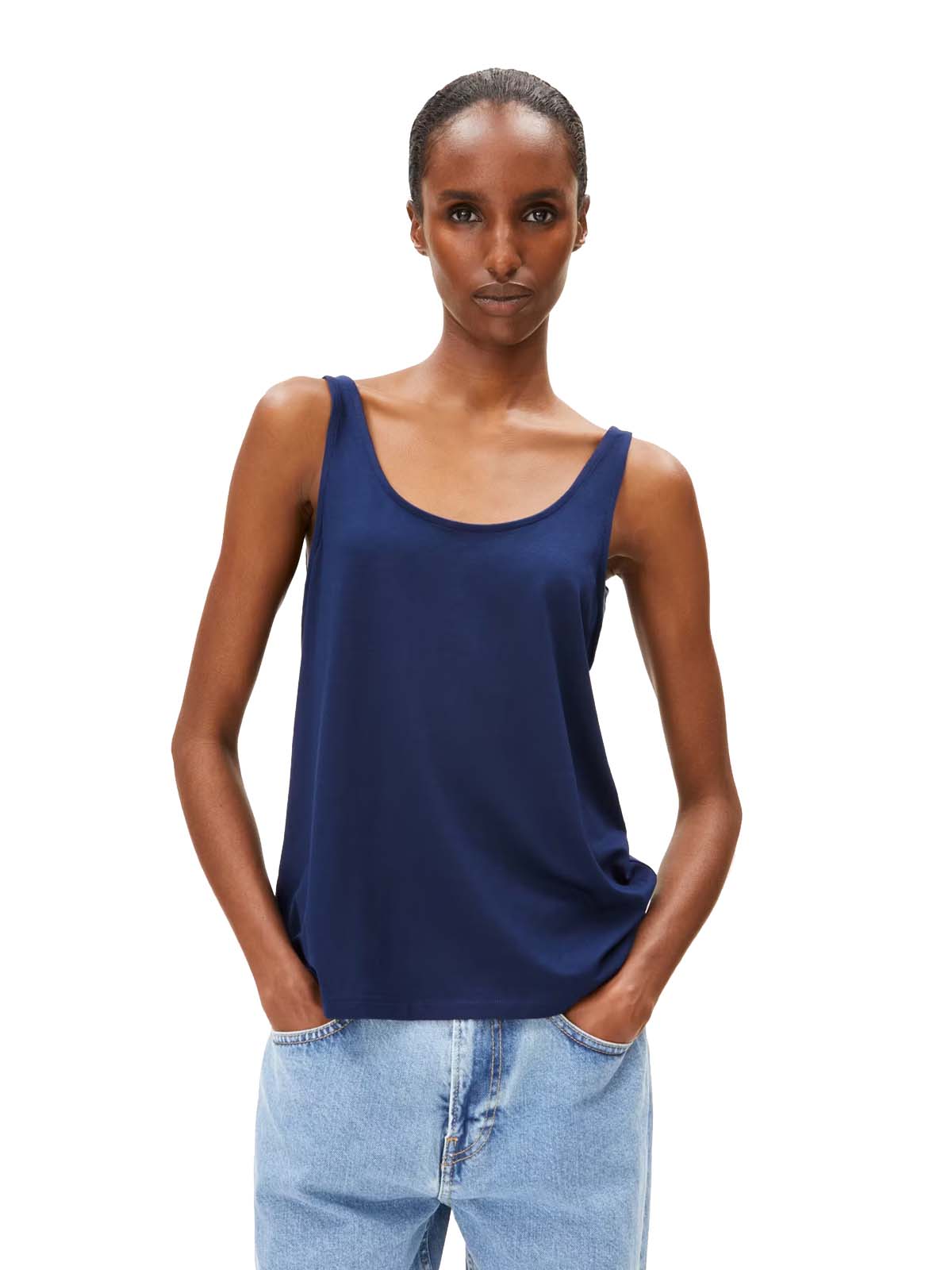 Armedangels Tank Top Ashraani Solid Blue Noon