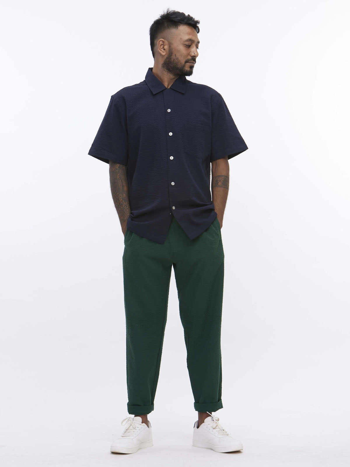 Arniko Bobby Shirt Navy Seersucker