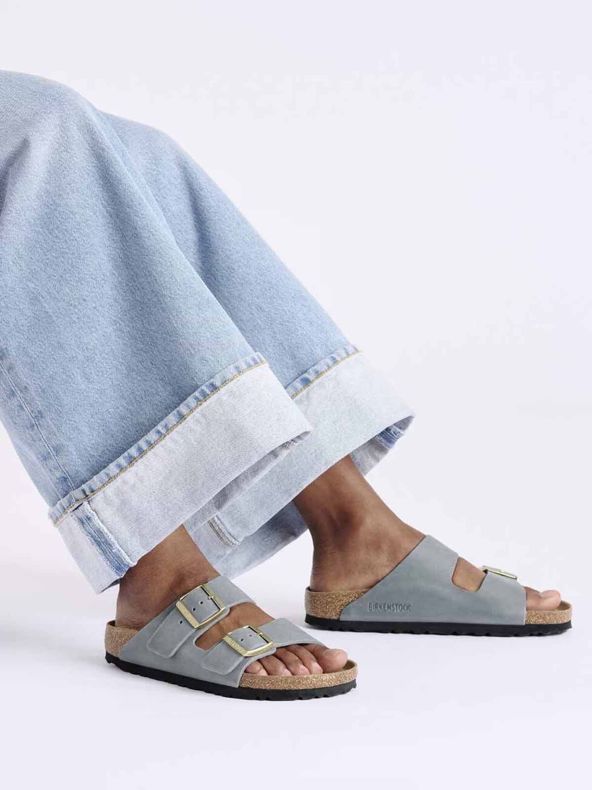 Birkenstock Arizona Waxy Leather Basalt Grey Narrow Fit