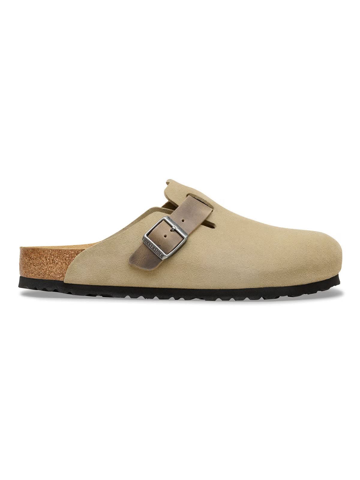 Birkenstock Boston BS Mixed Leather Faded Khaki Regular Fit