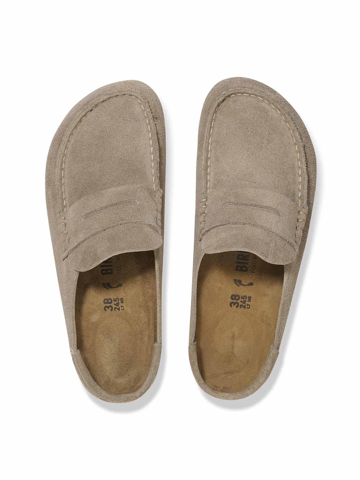 Birkenstock Naples Wrapped Suede Leather Taupe Narrow Fit