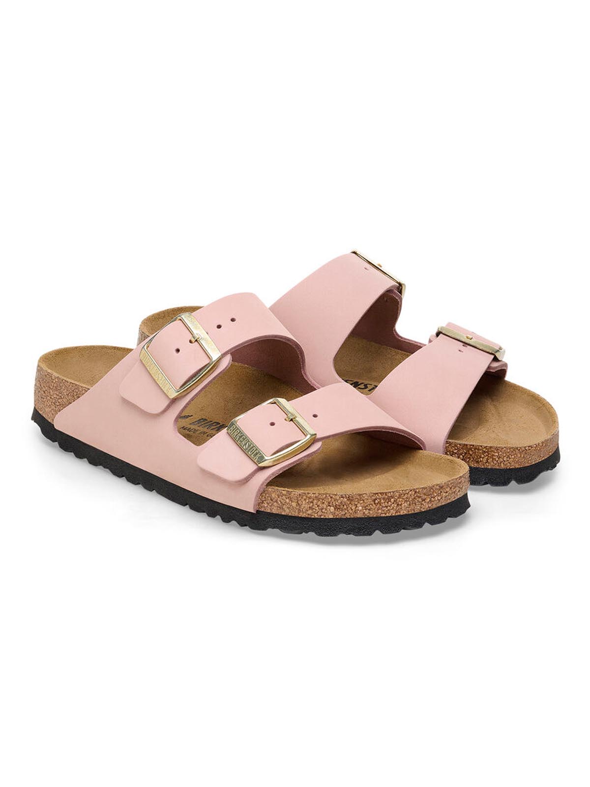 Birkenstock Arizona Nubuck Leather Soft Pink Narrow Fit