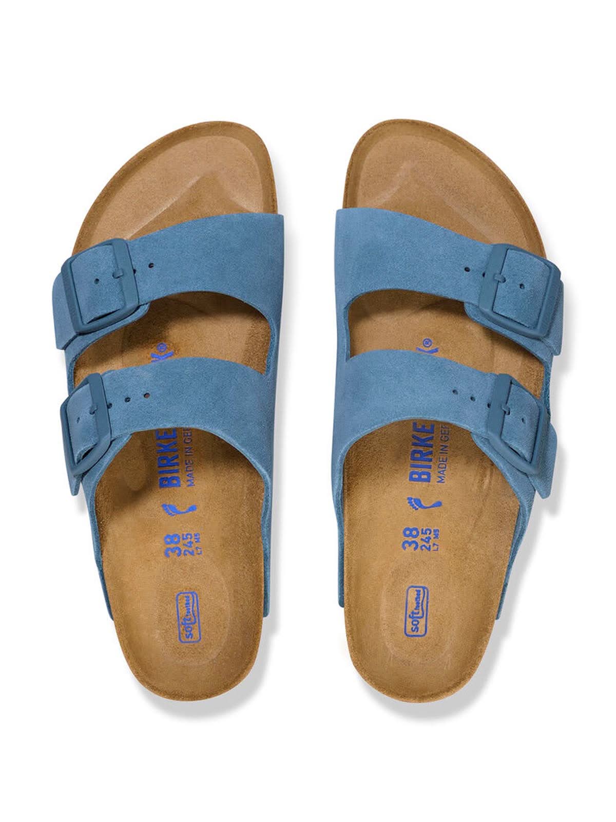 Birkenstock Arizona Suede Leather Elemental Blue Narrow Fit