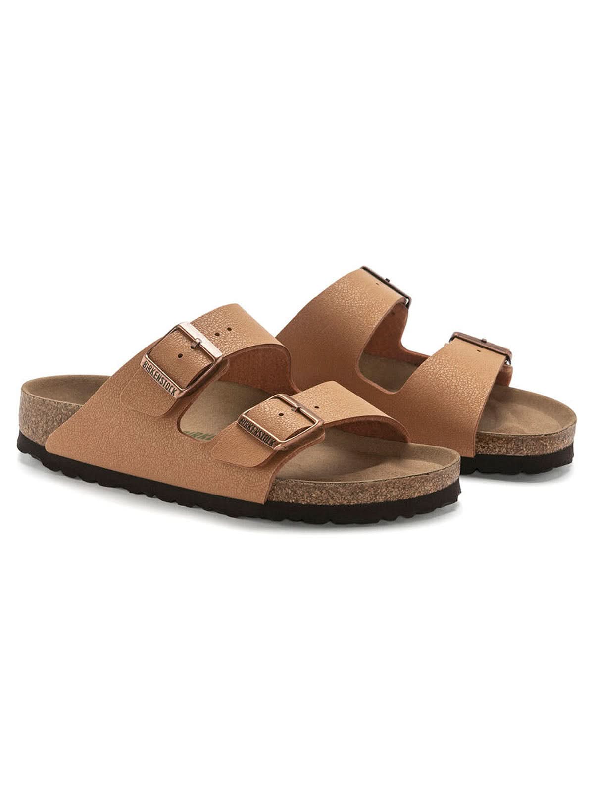 Birkenstock Arizona Vegan Birko-Flor Nubuk Pecan Narrow Fit