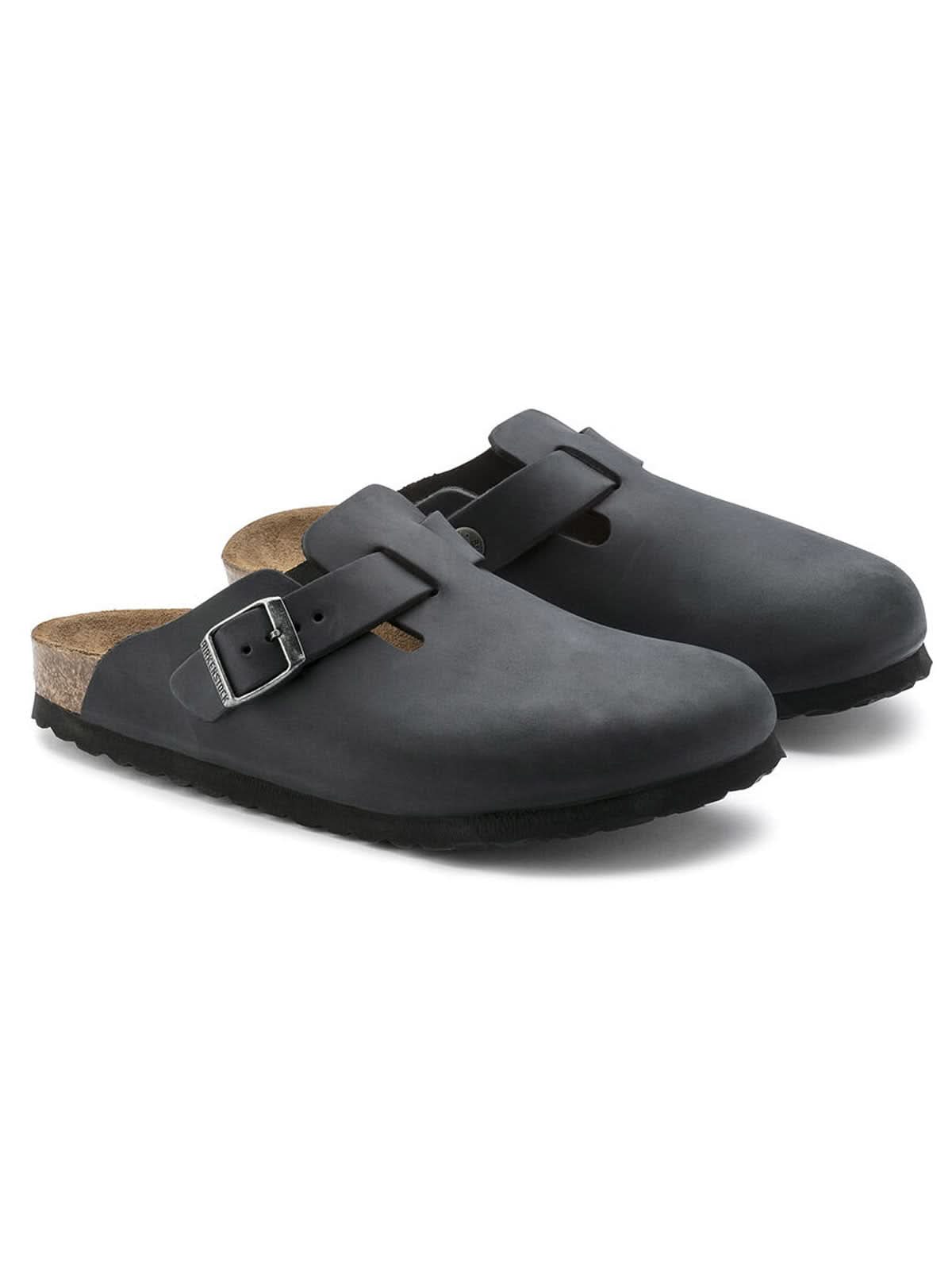 Birkenstock Boston Oiled Leather Black Narrow Fit