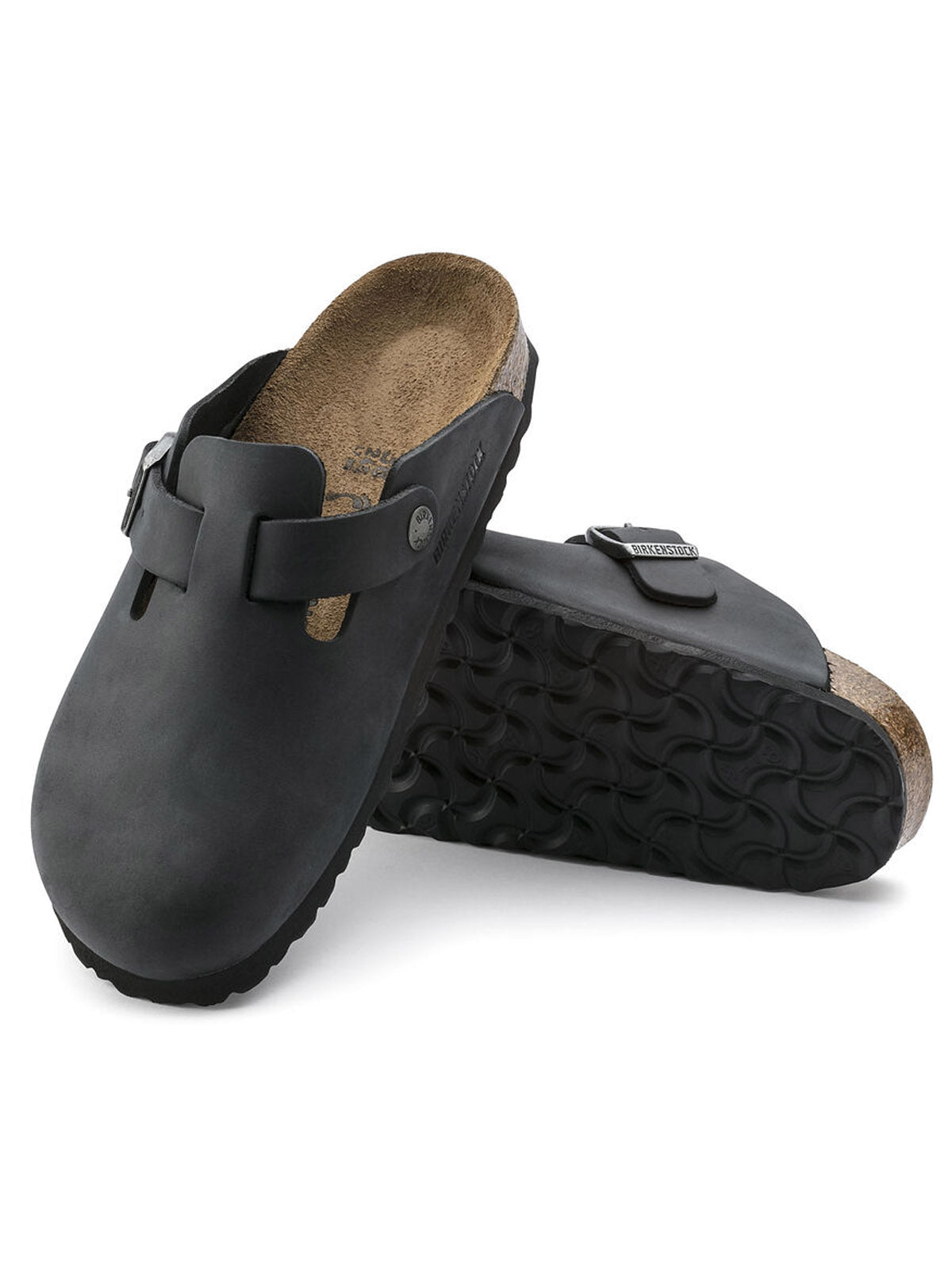 Birkenstock Boston Oiled Leather Black Narrow Fit