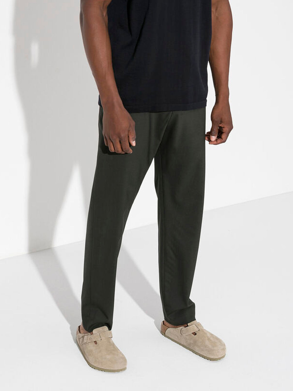 Birkenstock Boston Soft Footbed Suede Leather Faded Khaki Narrow Fit