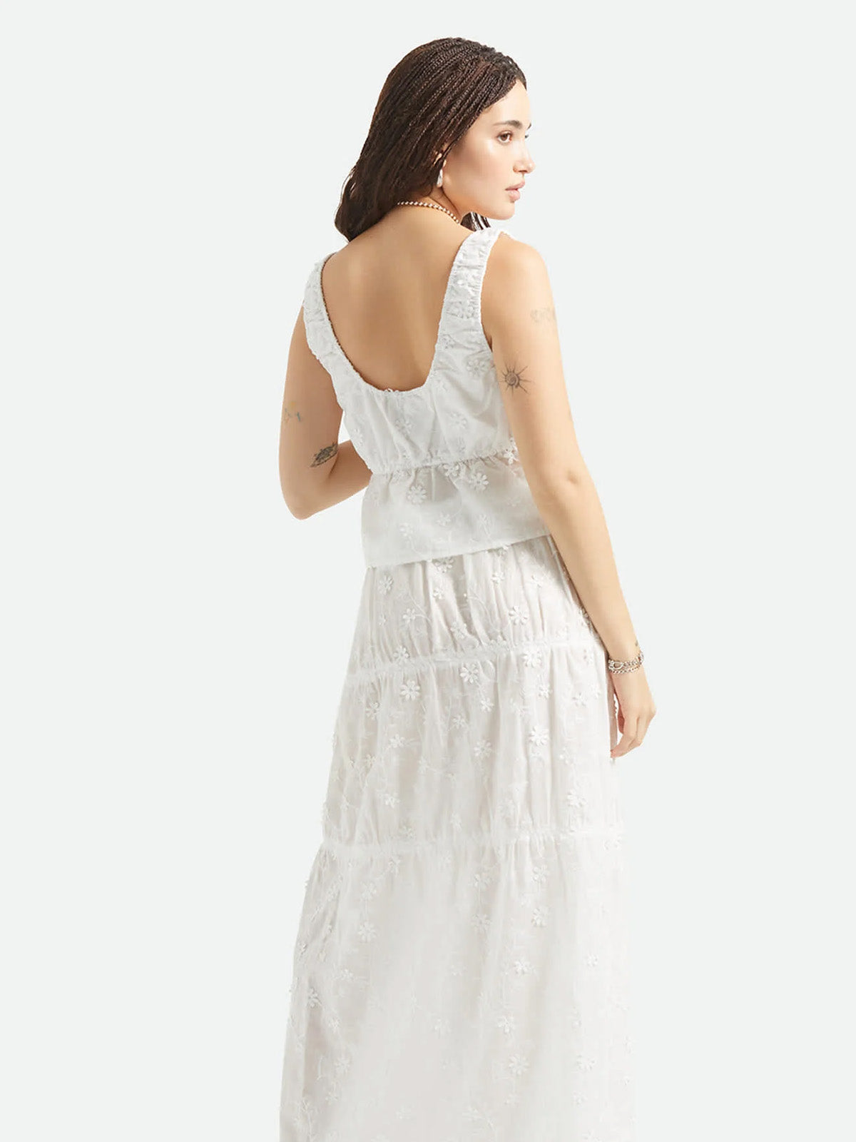 Brixton W's Abigail Tie Top Off White Floral
