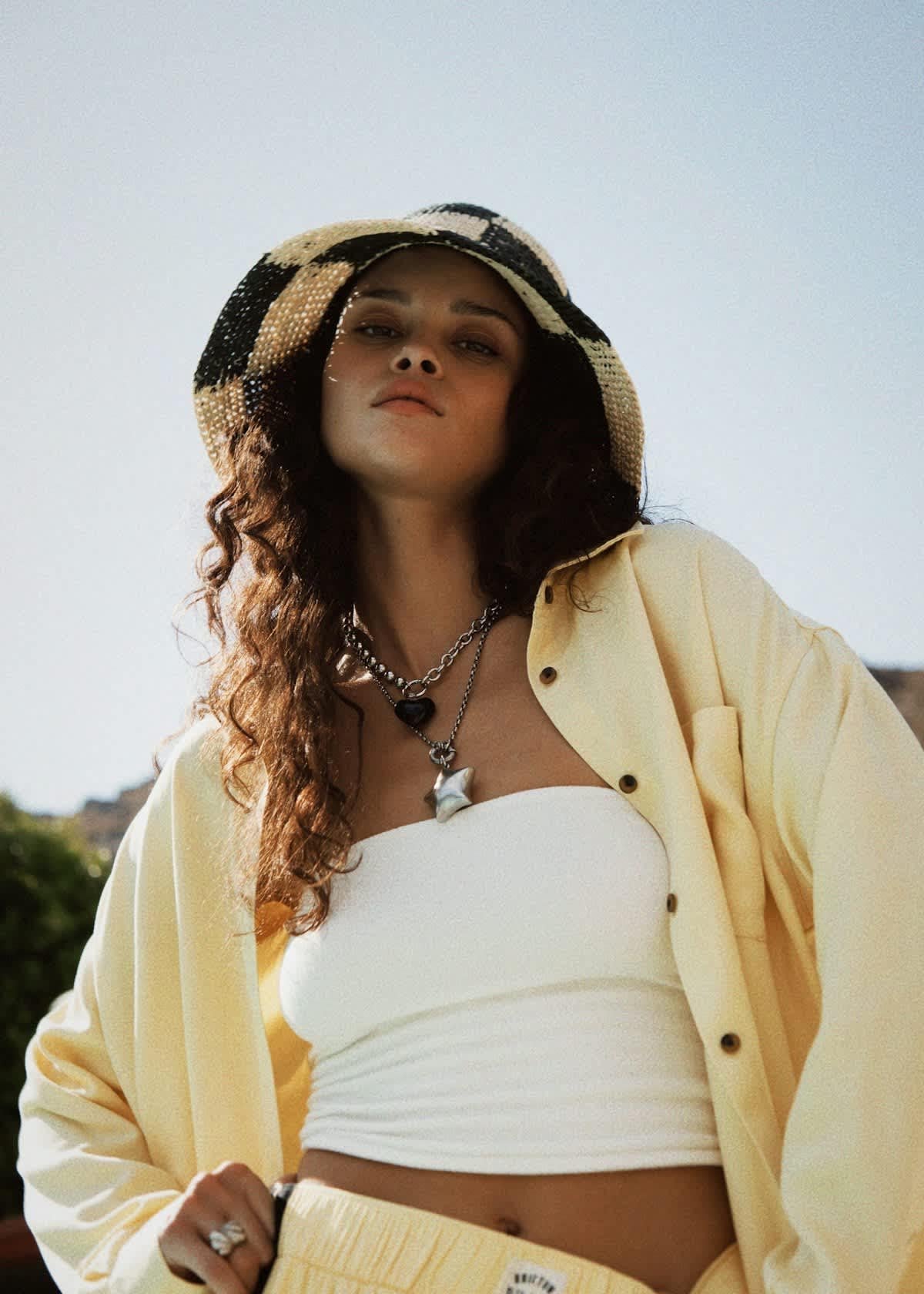 Brixton W's Crinkle Tube Top Tangerine Offwhite