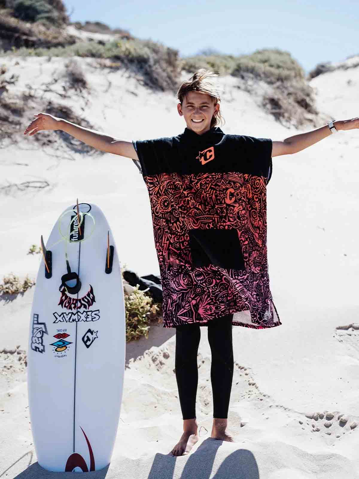 Creatures Of Leisure Grom Poncho Fluro Red Fade Black