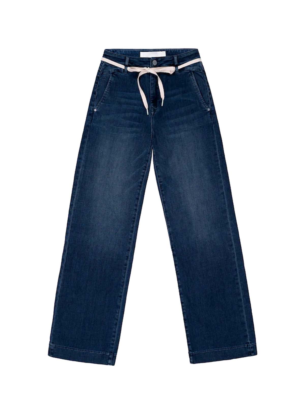 DAWN DEW Flared Soft Denim Jeans Dark Blue L28