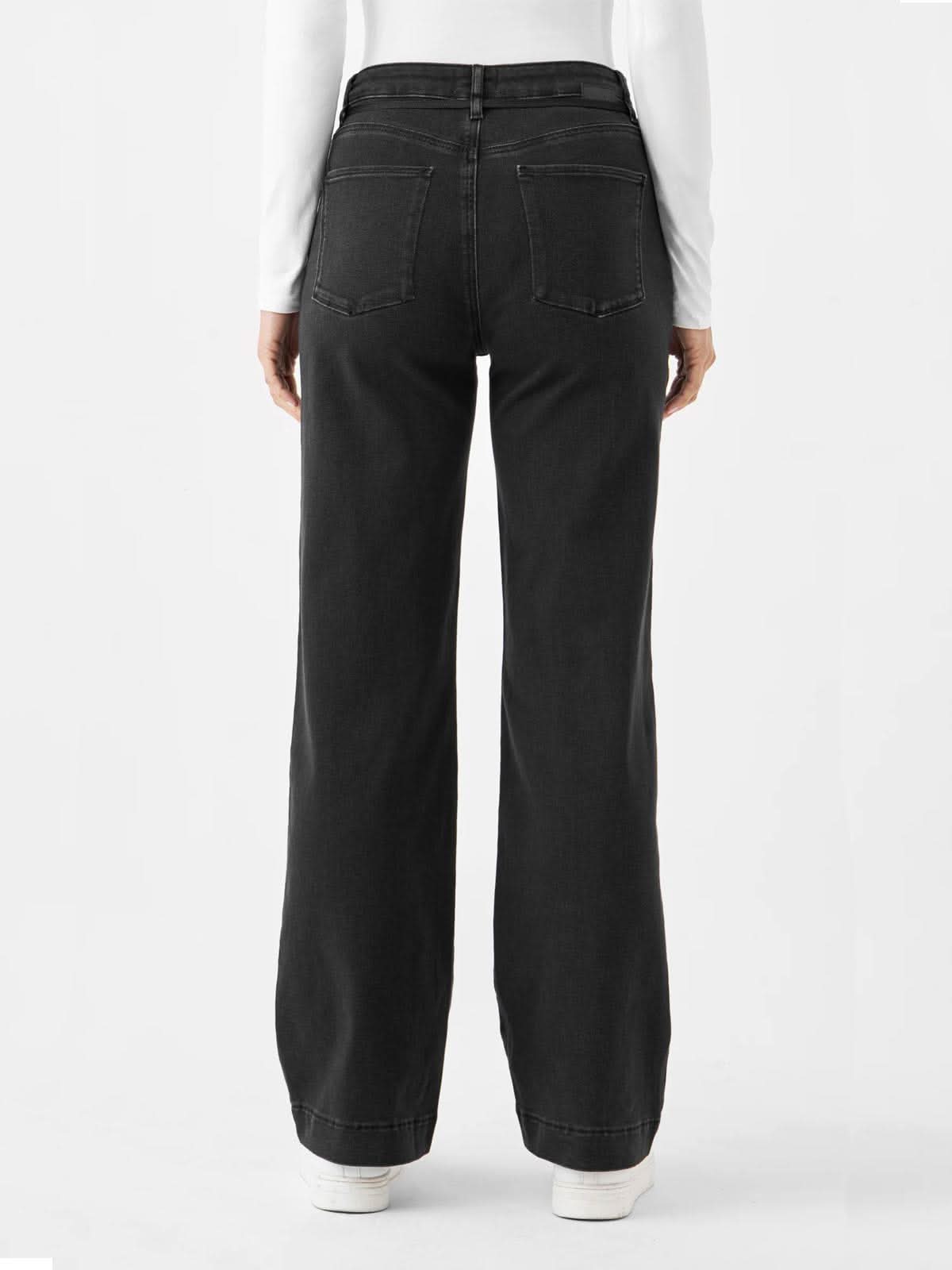 DAWN DEW Flared Soft Denim Jeans Black Denim L32
