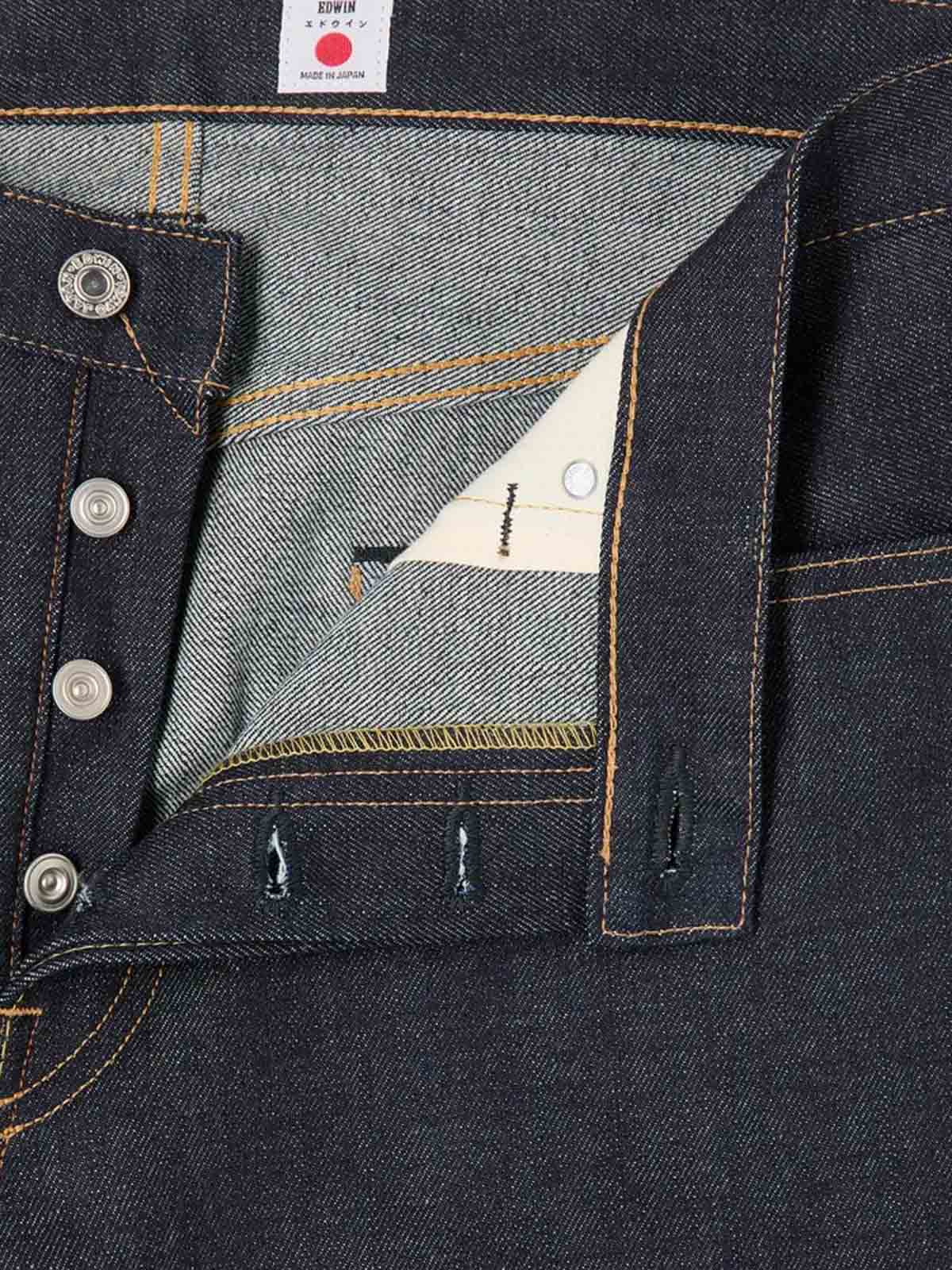 Edwin Regular Tapered Kurabo Red Selvage 14oz Blue Unwashed L30