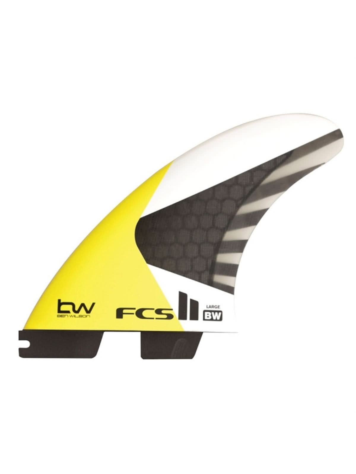 FCS II Fins BW PC Carbon Tri Fin Ben Wilson Yellow White Grey