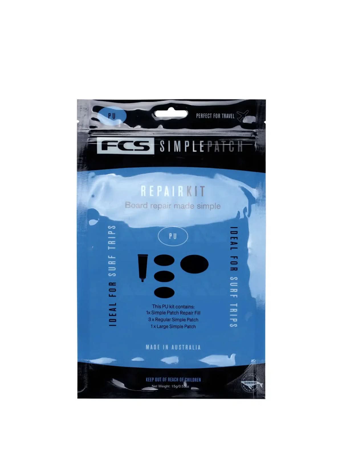 FCS Fins Simple Patch Repair Kit PU Blue
