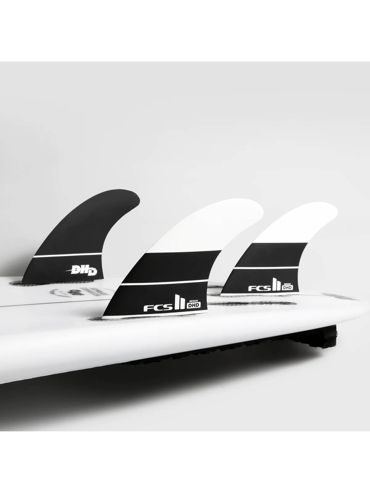 FCS II Fins DH PC Tri Fin Set Black White Large 1