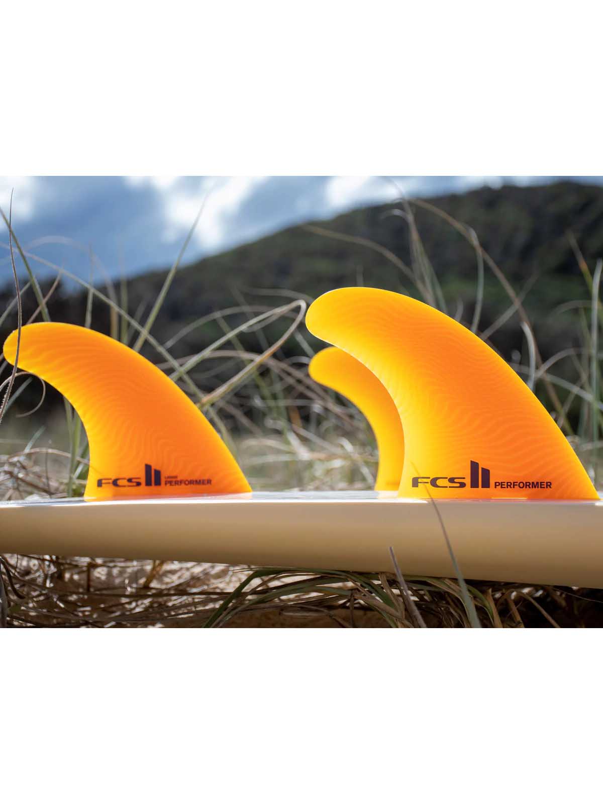 FCS II Fins Performer Neo Glass Eco Tri Fin Set Mango Medium