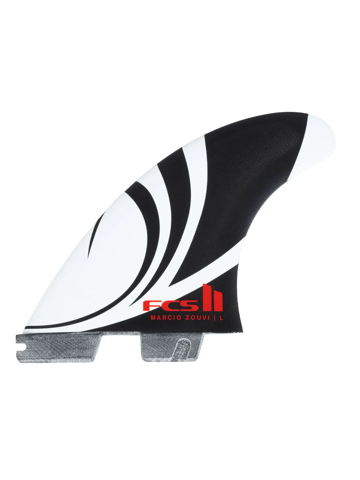 FCS II Fins Sharpeye PC Carbon Aircore Tri Fin Set Black/White Large