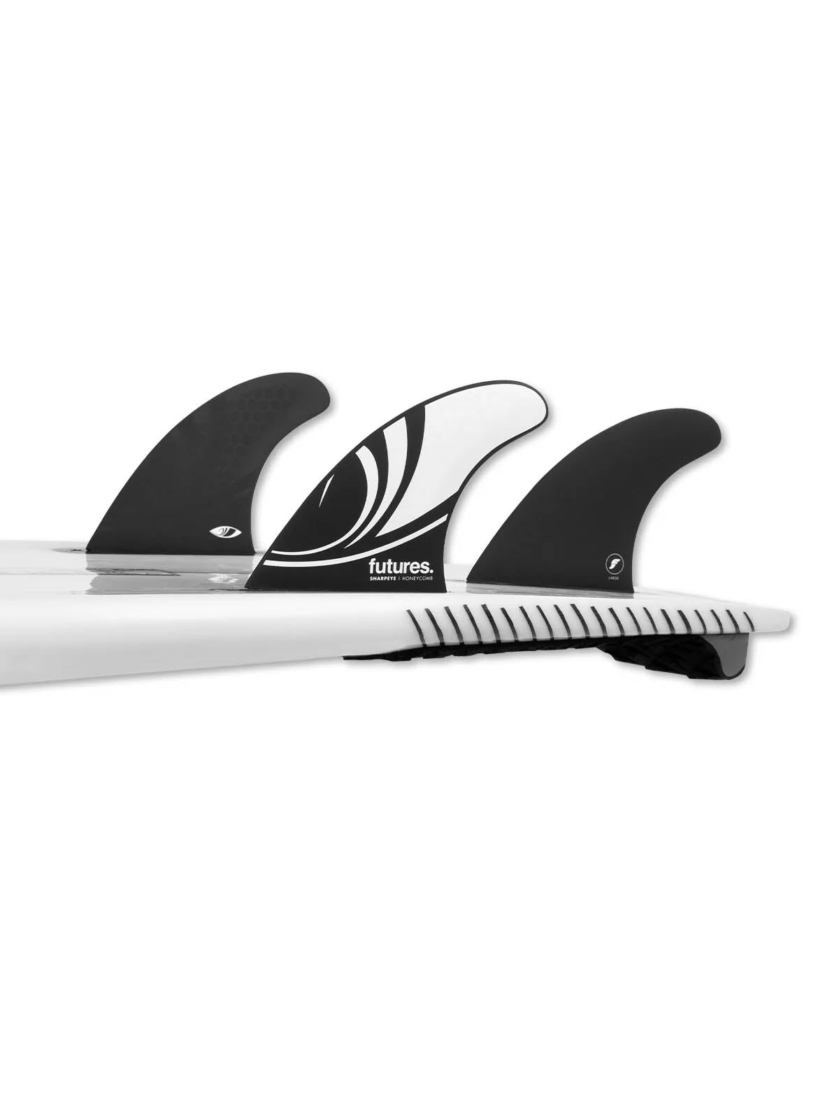 Futures Fins Thruster Set Sharp Eye Honeycomb Large Black White