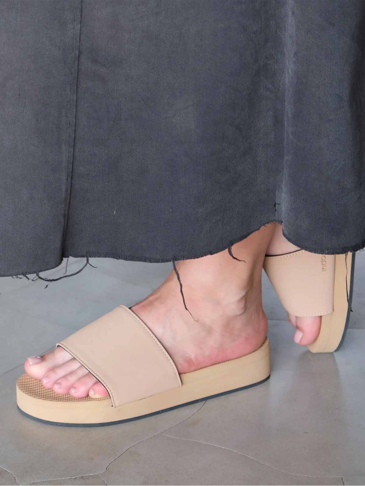 Indosole Womens Sandals Platform Slides Soil Light